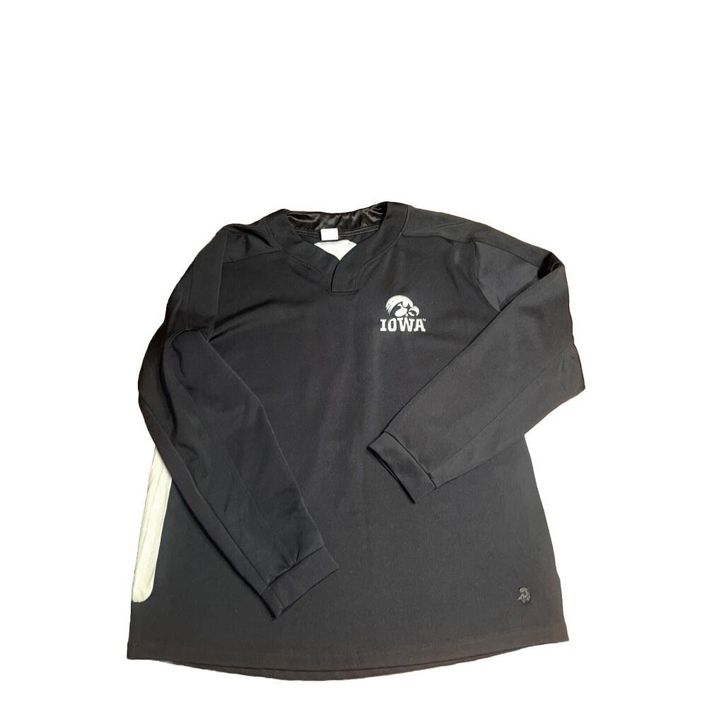IOWA HAWKEYES PULLOVER Shirt BLACK MENS L Heavyweight Vented